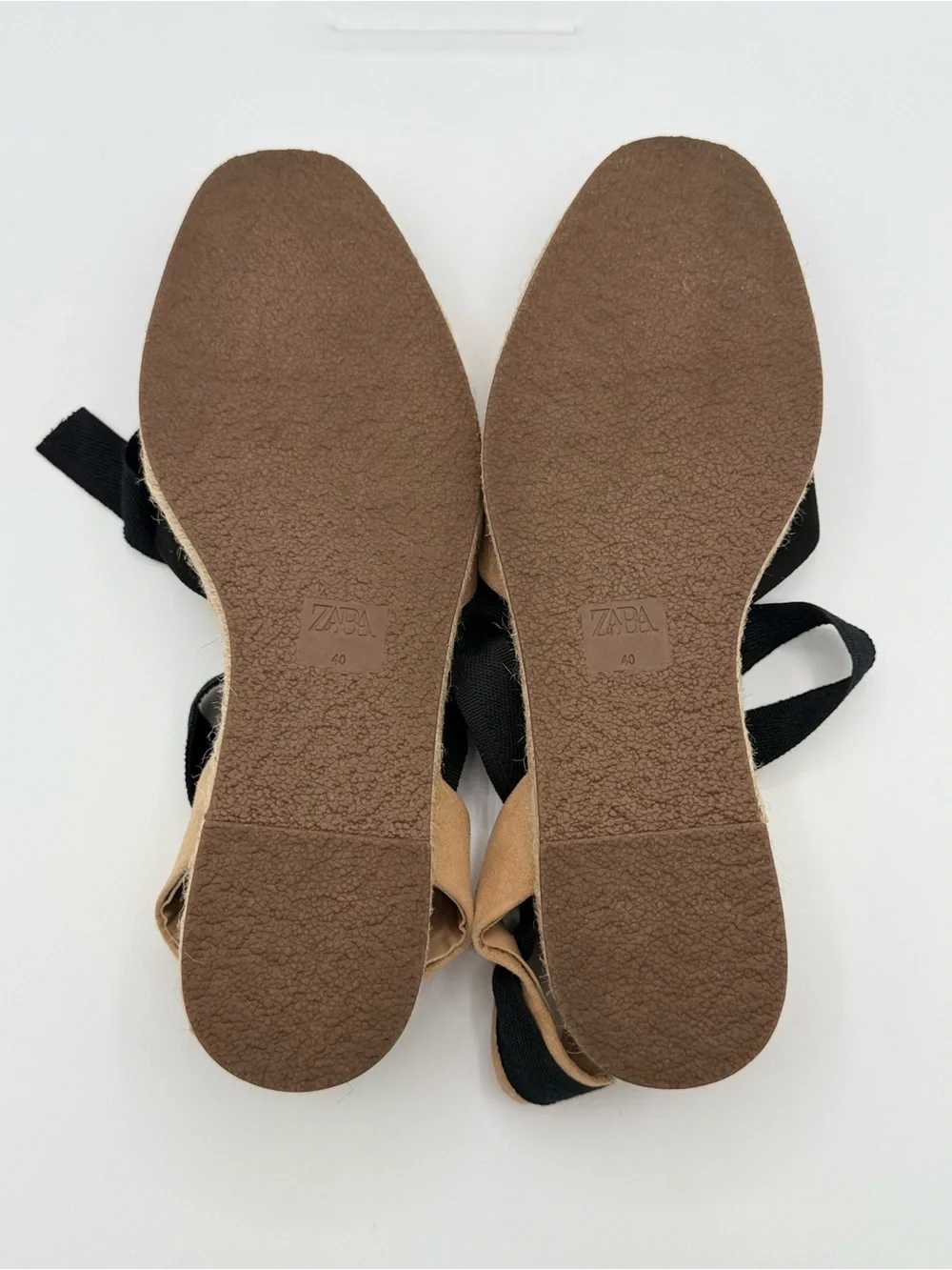 ZARA Women's Two-Tone Black Beige Suede Lace Up Espadrilles Size 9 - Picture 9 of 10